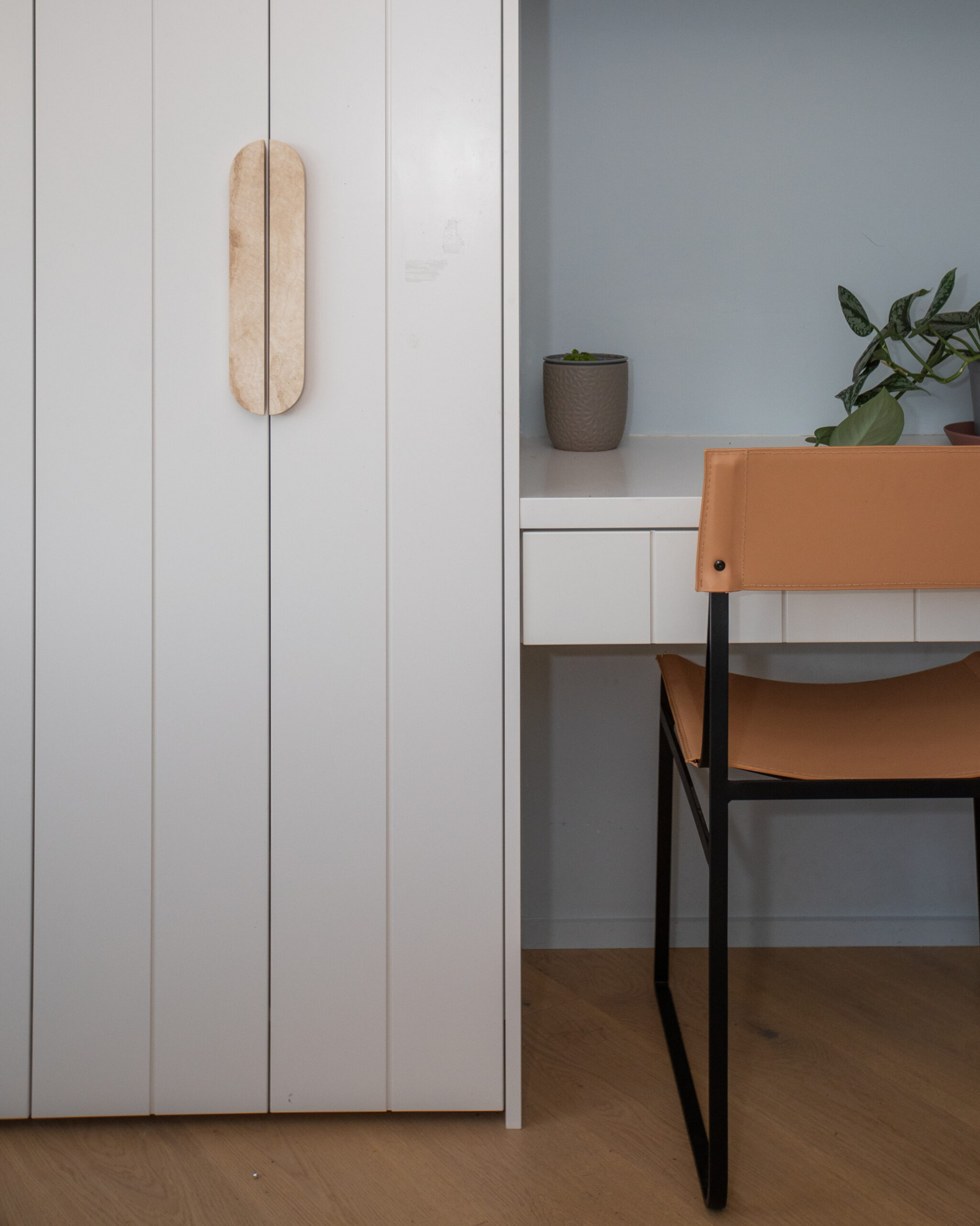 Study area blended into a wardrobe next to it